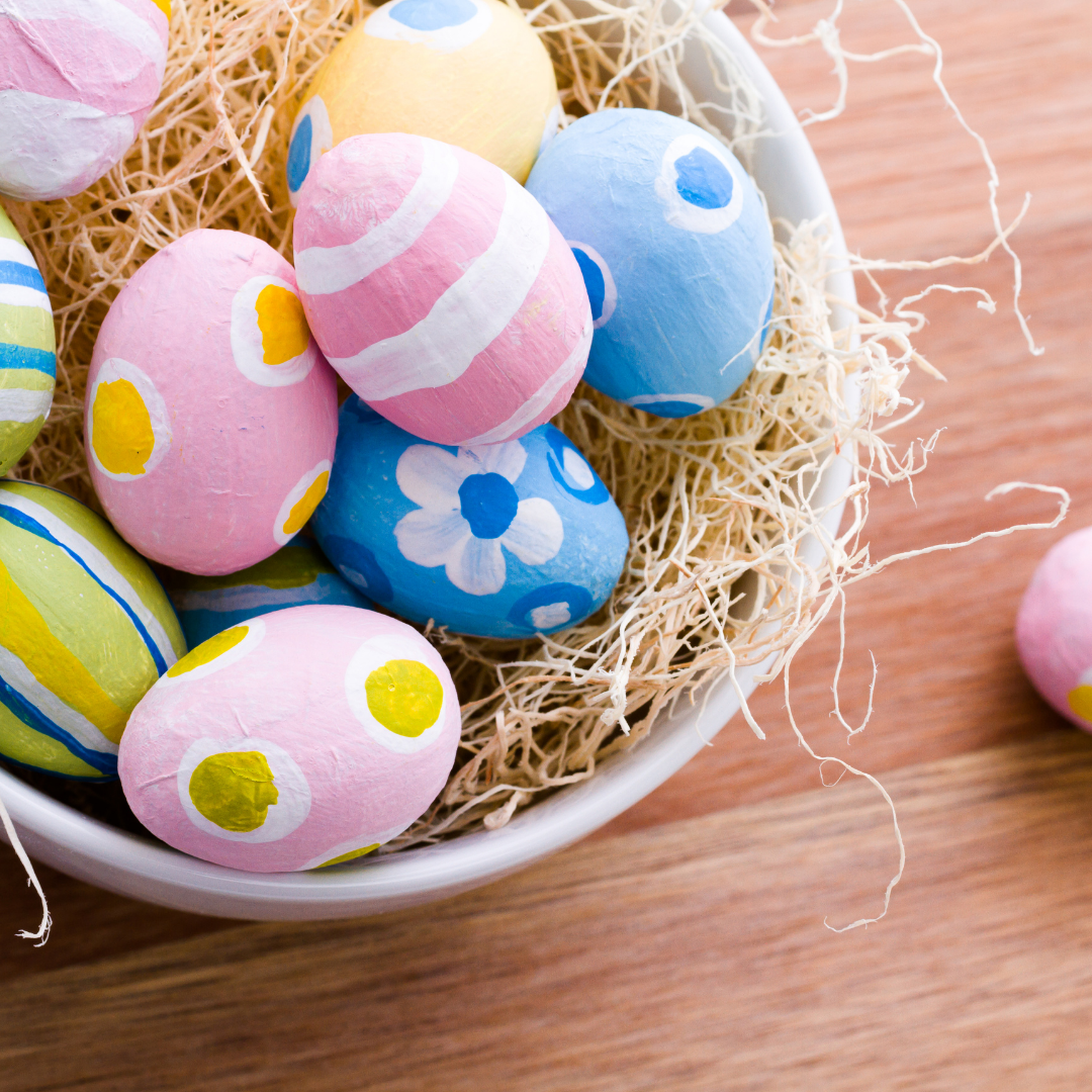 Easter Eggs In Rustic Basket